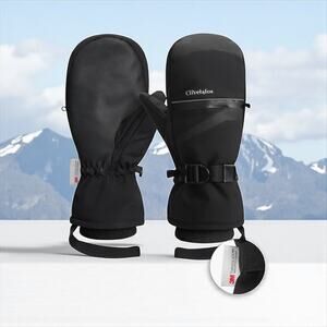 Clivetalos Woman's Black Ski Gloves Waterproof Thinsulate Waterproof Windproof